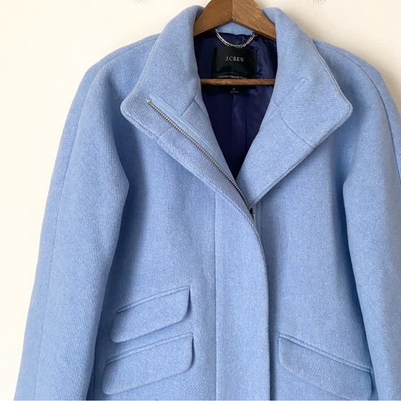 EUC J. Crew Stadium Cloth Cocoon Wool Coat Blue. - Picture 2 of 6